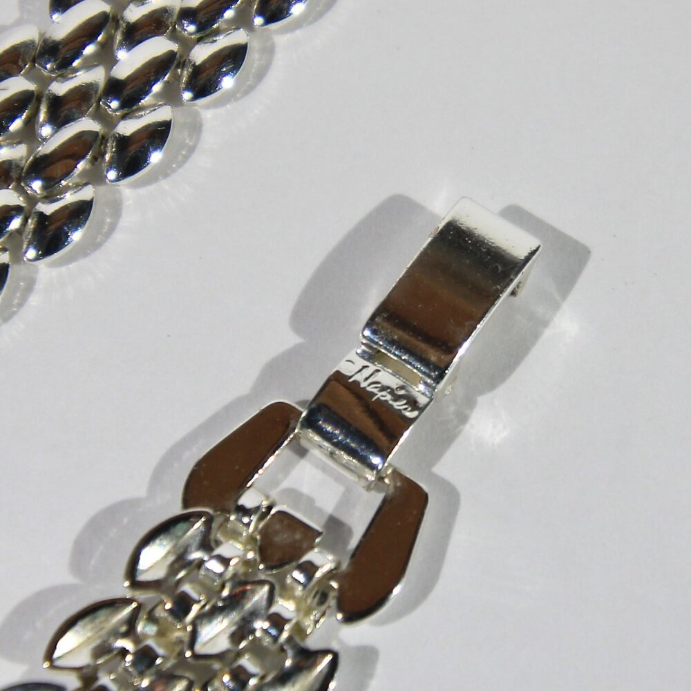 Vintage Napier Silver Tone Panther Link Bracelet - Picture 5 of 6